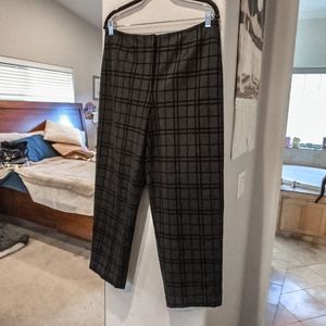 Talbots Petites Black Velvet Grid Pattern Chino Cropped Pants